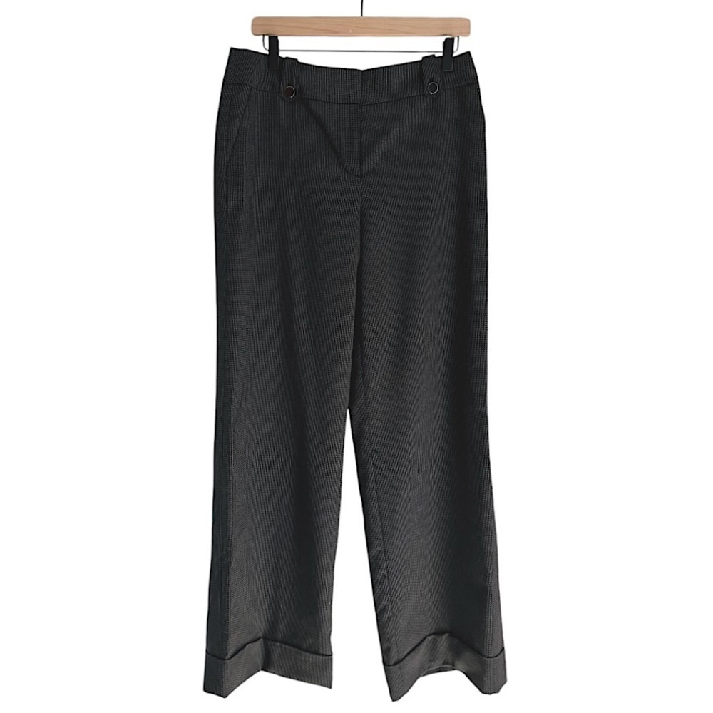 NWT Ann Taylor Loft Wool Ann Wide Leg Dress Pants Black‎ White Dots Size 6